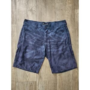 Travis Mathew Kapu 9" Golf Shorts Size 32 Performance Stretch Blue Ink Blot Camo